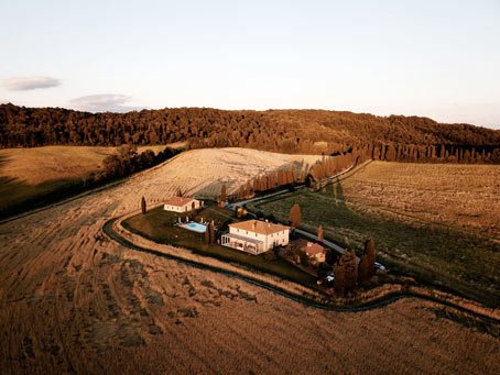 Tuscan villa at sunset