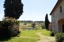 pizza oven, lake and villa