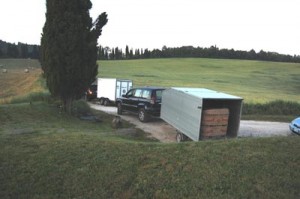 arrivo delle mongolfiere in villa prima di partire